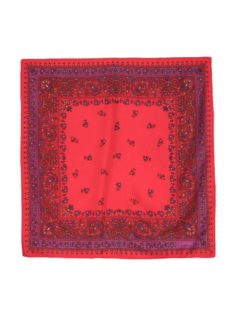 

Christian Dior 1990s pre-owned floral silk scarf - Red