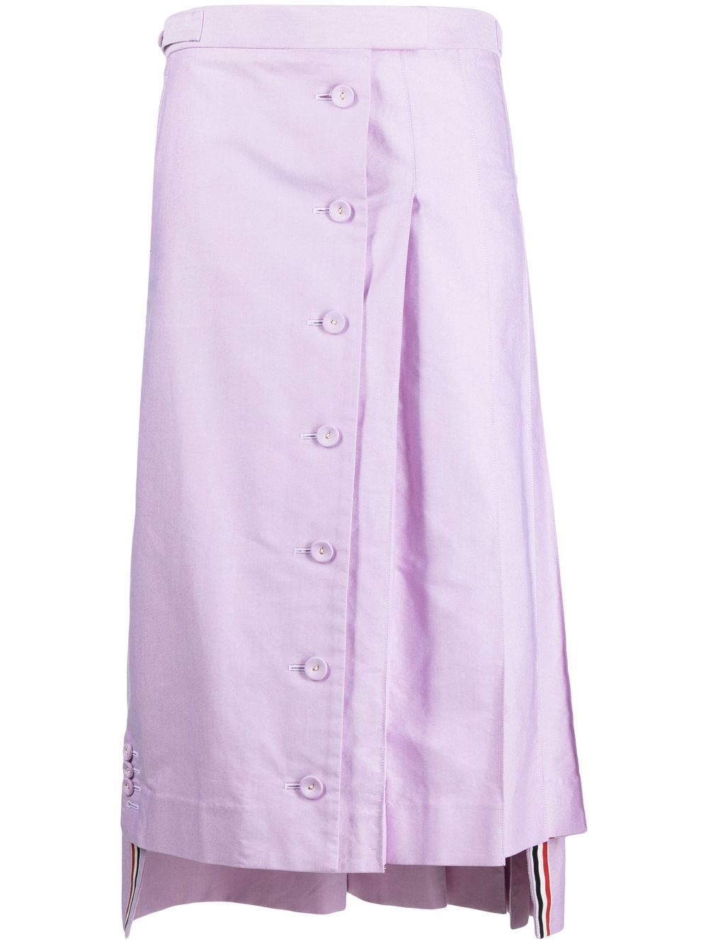 Thom Browne Buttoned Pleated Midi Skirt In Pink