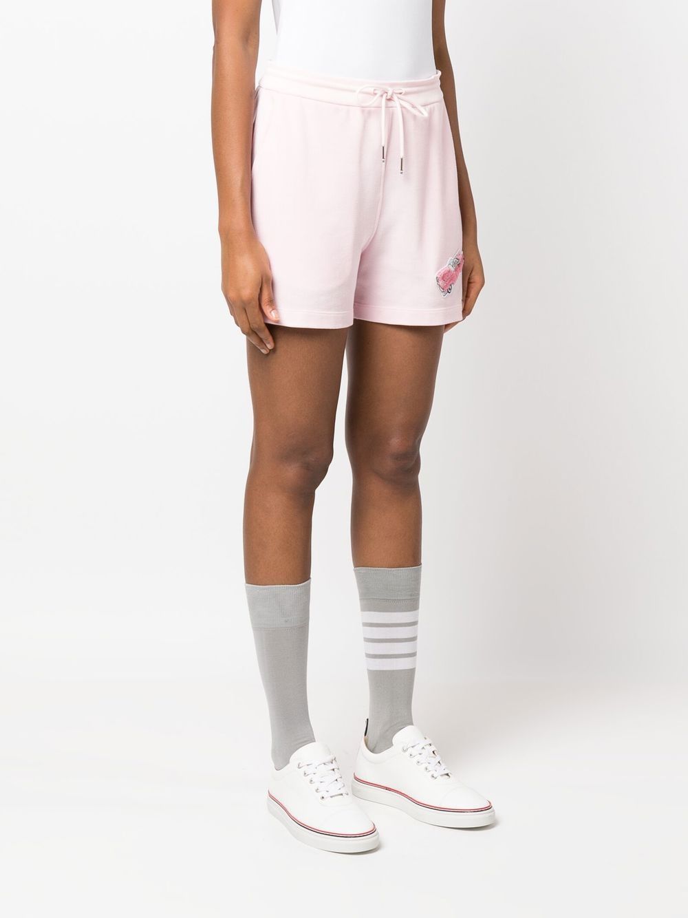 Shop Thom Browne Car-embroidered Piqué Shorts In Pink