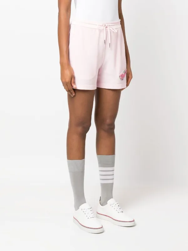 ショートパンツ THOM BROWNE Woman Short Red FTC404A00098 960 Thom Browne car-embroidered Piqué Shorts | Pink | FARFETCH