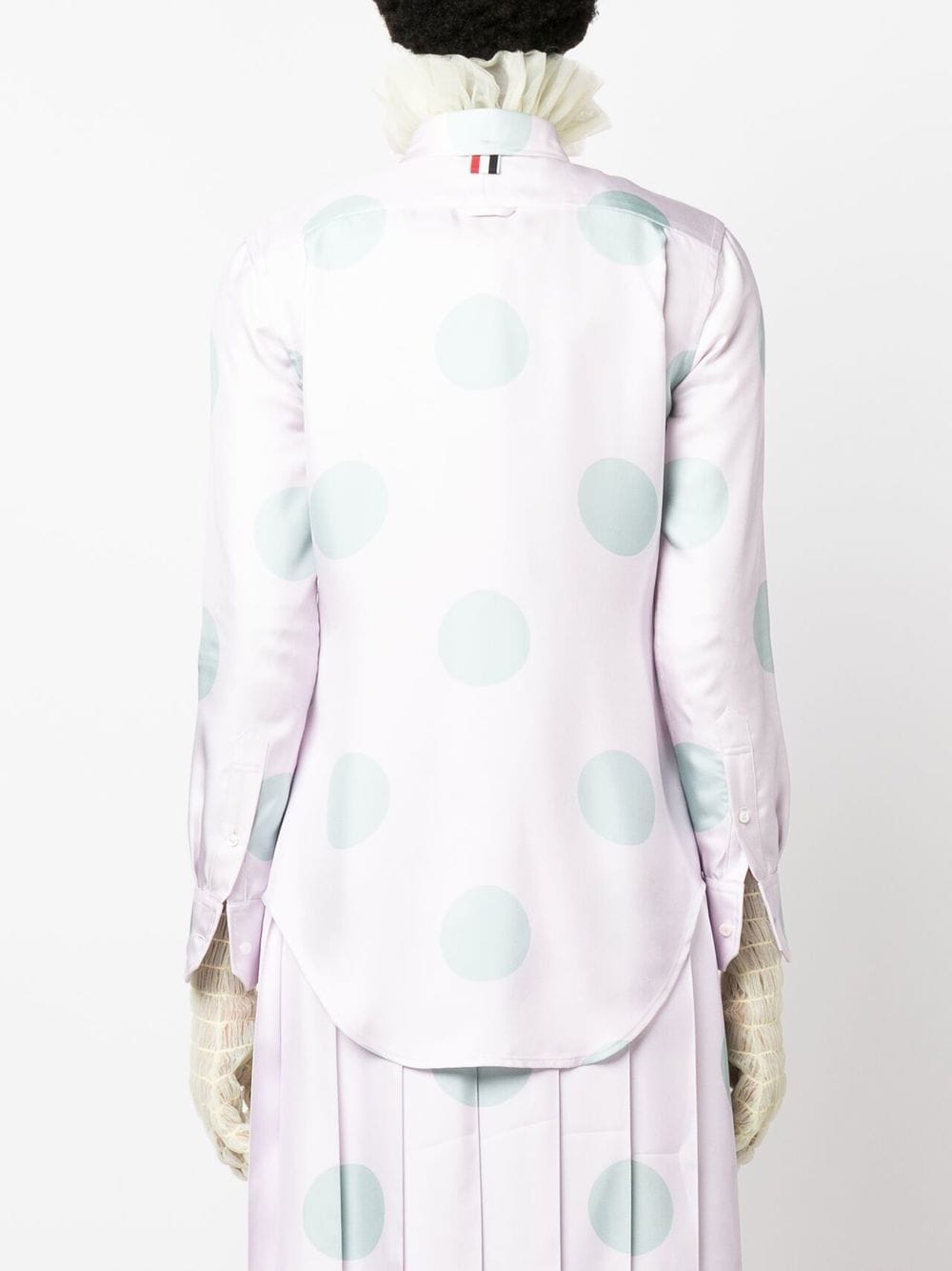 Shop Thom Browne Polka-dot Silk Long-sleeve Shirt In Pink