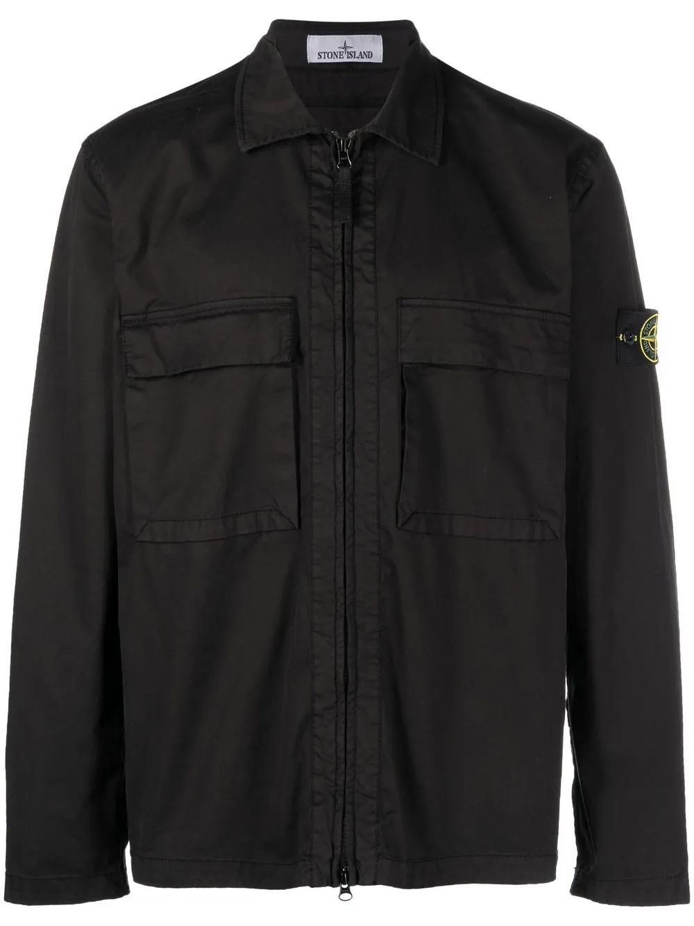 

Stone Island logo-patch shirt jacket - Black