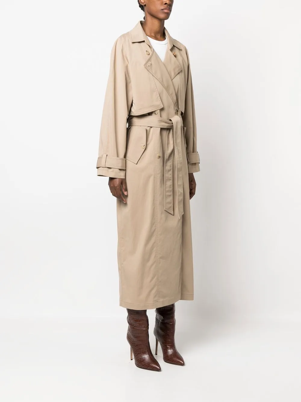 Aeron Neutral Belted Trench Coat In Neutrals