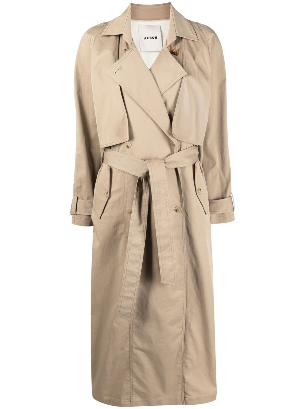 Aeron Neutral Belted Trench Coat In Neutrals