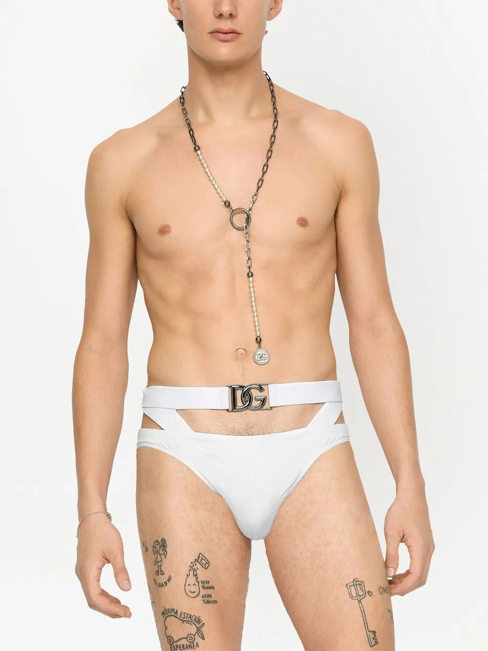 Shop Dolce & Gabbana Logo-tag Swim Briefs In White