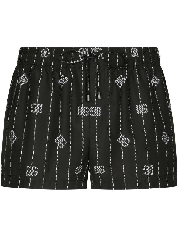 Dolce & Gabbana Short Striped monogram-print Swim Shorts - Farfetch