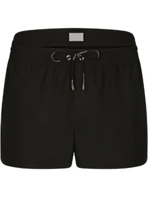 Dolce Gabbana double waistband logo tag Swim Shorts Farfetch