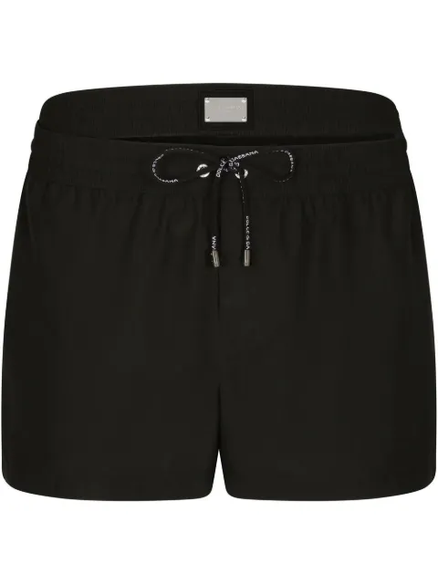Dolce & Gabbana double-waistband logo-tag swim shorts