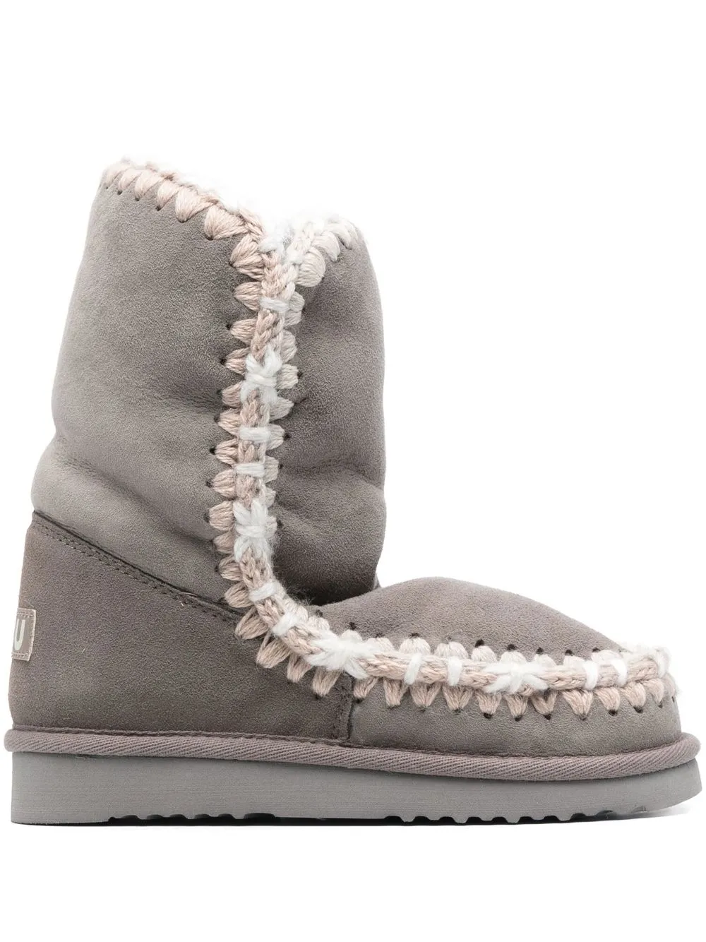 

Mou whipstitch-trim detail boots - Grey