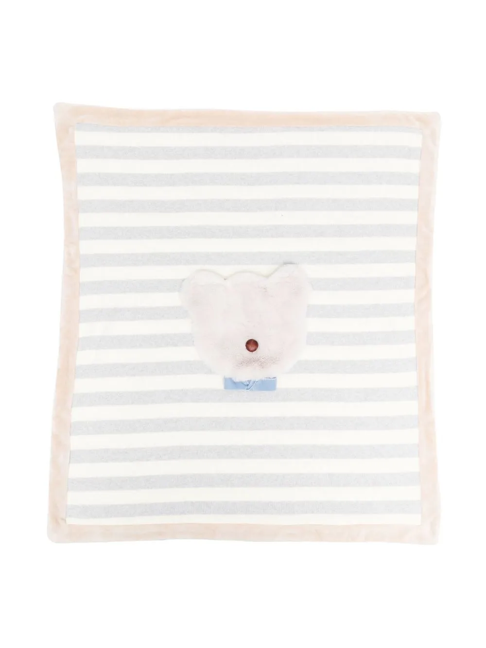 

La Stupenderia striped faux-fur trim blanket - Neutrals