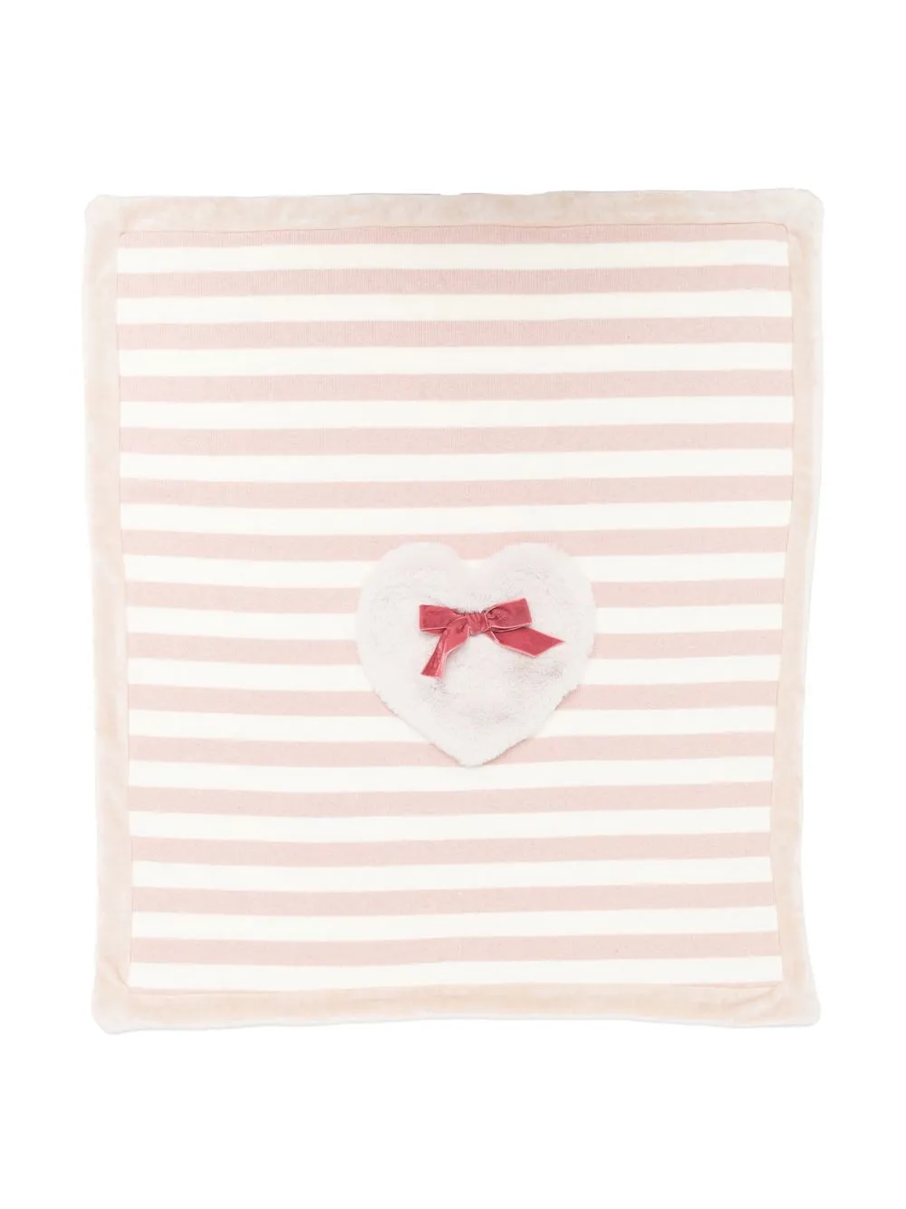 

La Stupenderia striped faux-fur trim blanket - Pink