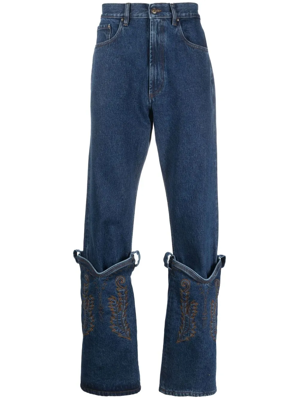 

Y/Project Cowboy-cuff straight leg jeans - Blue