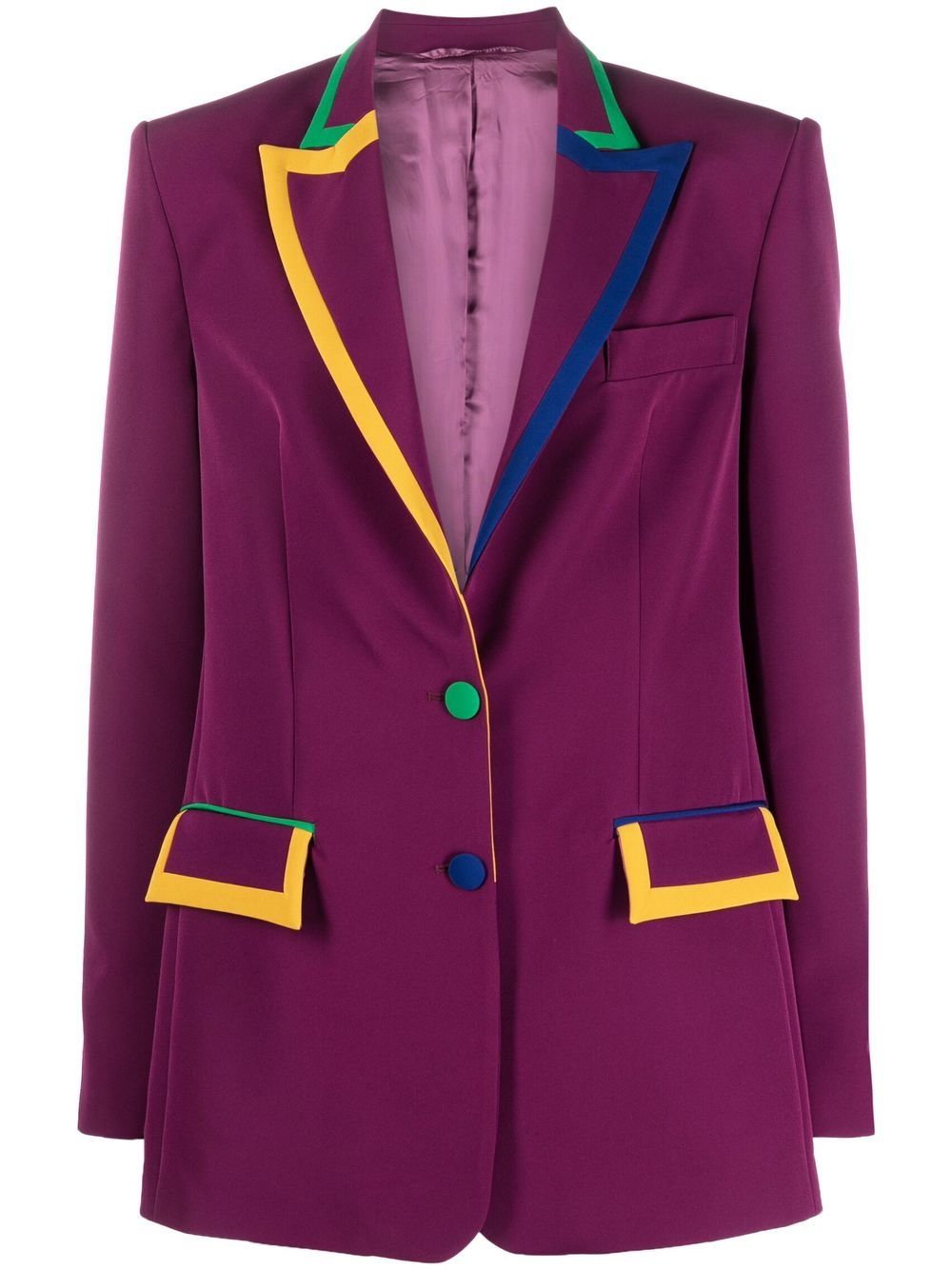 alessandro enriquez contrasting-border single-breasted blazer - Purple