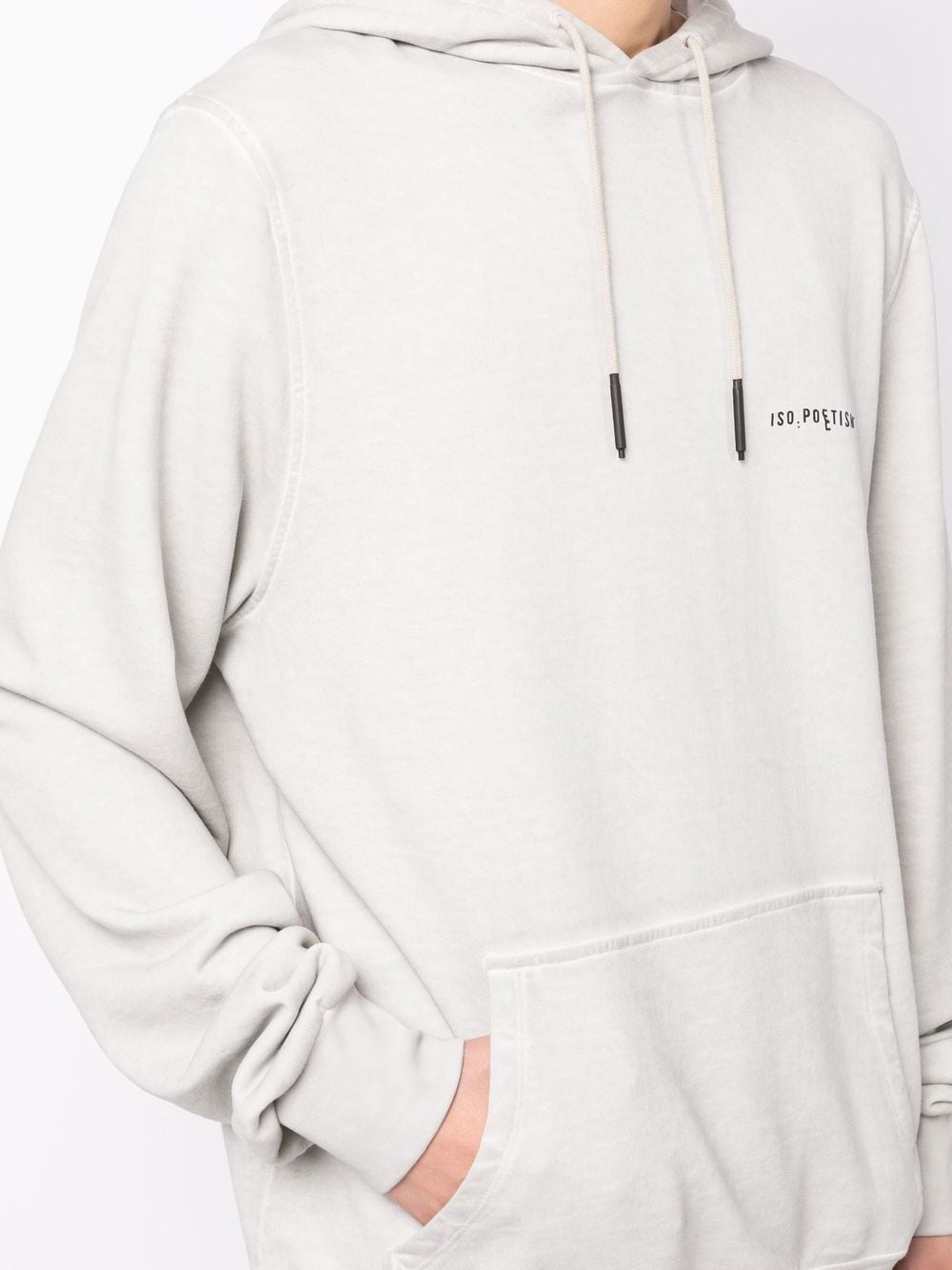 Shop Iso.poetism Logo-print Cotton Hoodie In Grey