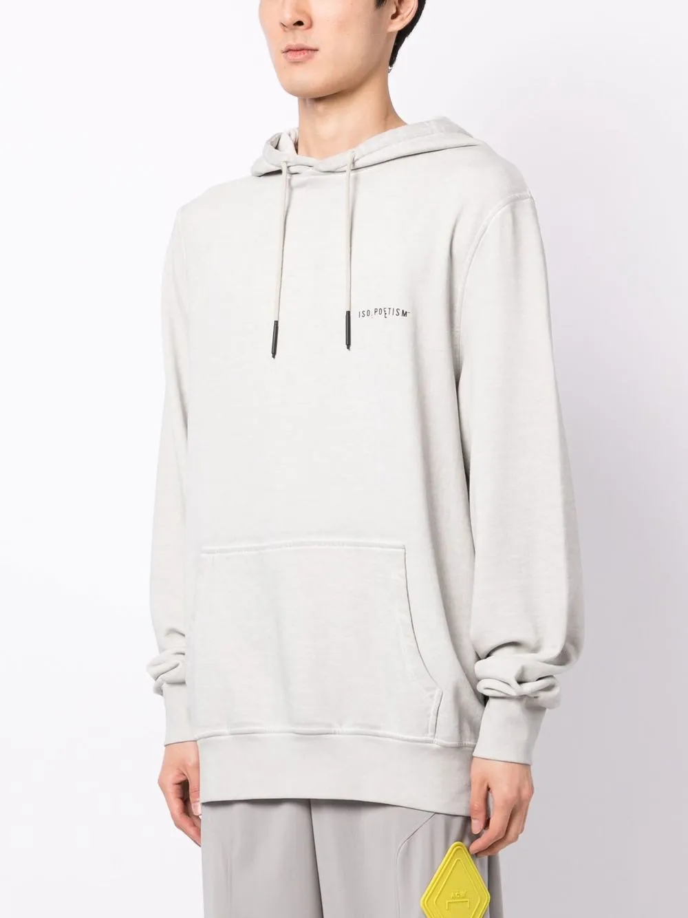 Shop Iso.poetism Logo-print Cotton Hoodie In Grey