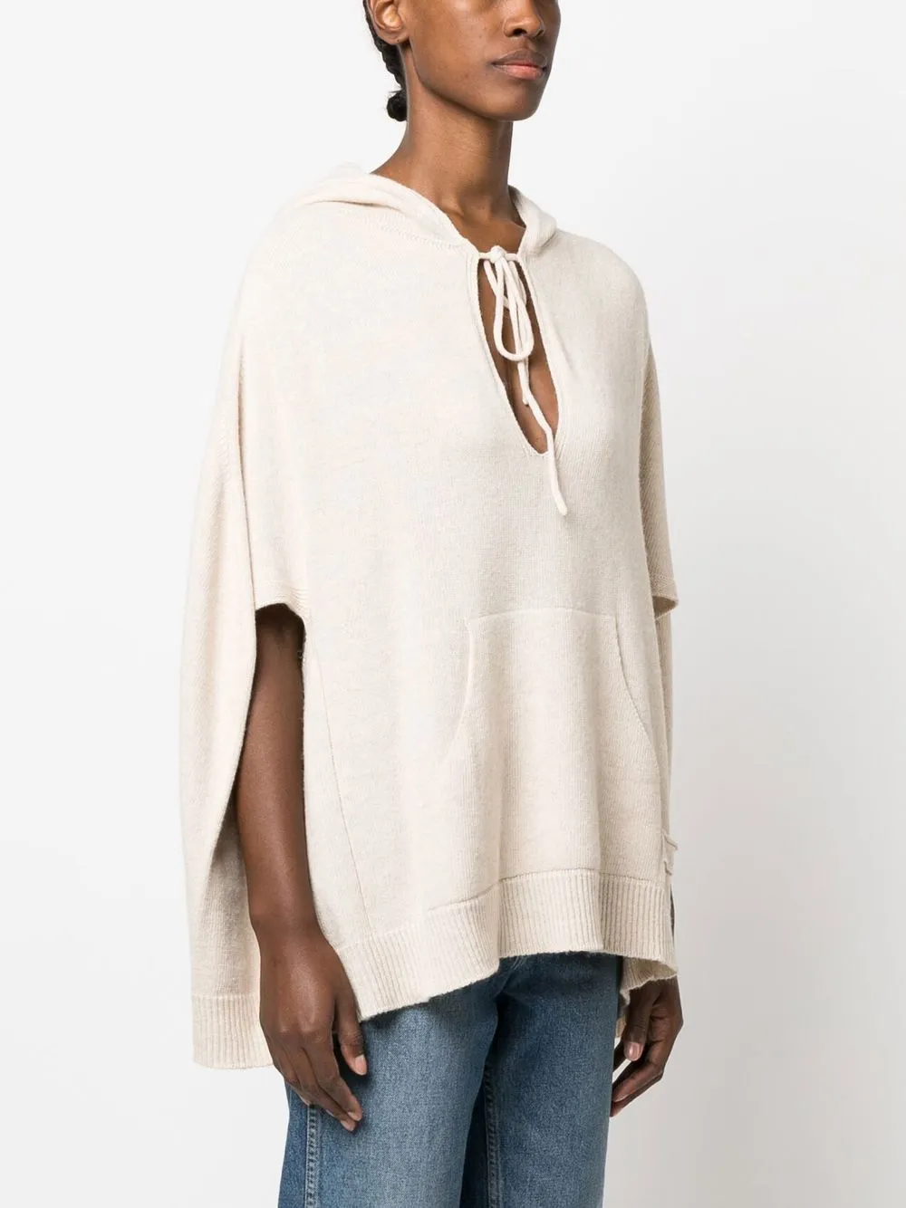 

TWINSET fine-knit drawstring cape - Neutrals