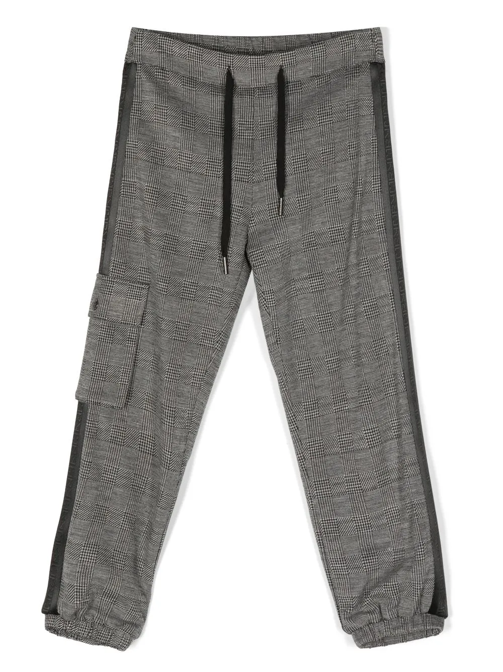 

John Richmond Junior checked logo-tape cargo trousers - Black