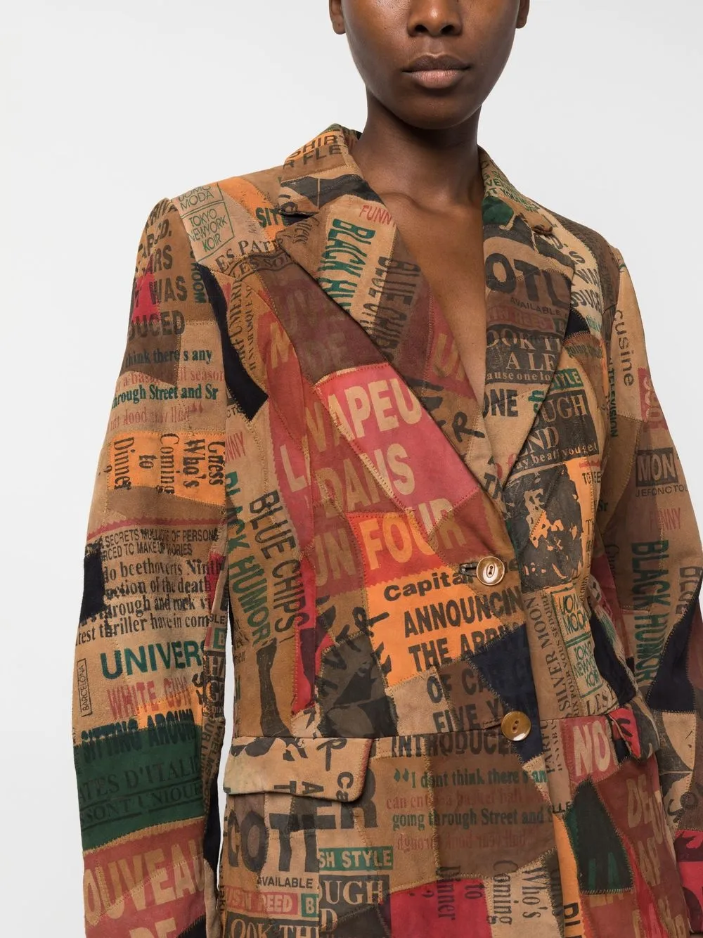 A.N.G.E.L.O. Vintage Cult 2000s Newspaper Print Notched Blazer Farfetch