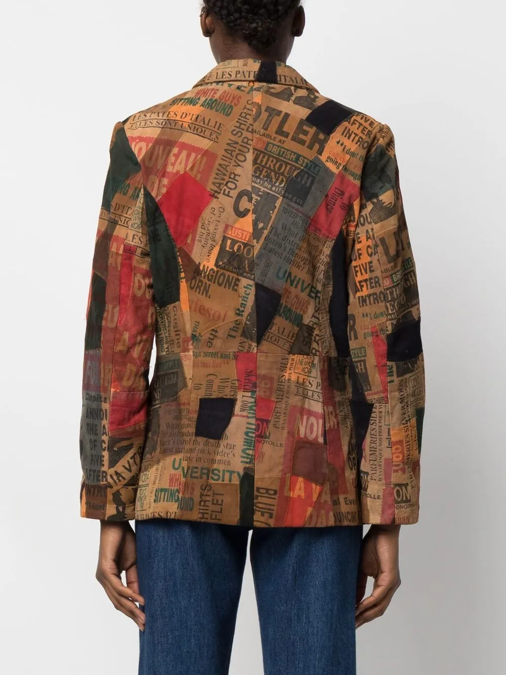 A.N.G.E.L.O. Vintage Cult 2000s Newspaper Print Notched Blazer Farfetch