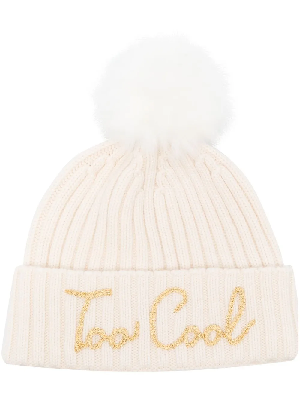 MC2 SAINT BARTH EMBROIDERED-SLOGAN POMPOM BEANIE