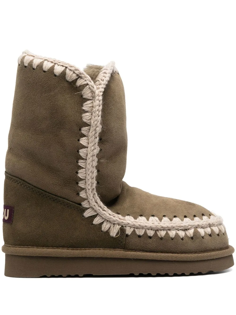 

Mou logo-patch suede boots - Green