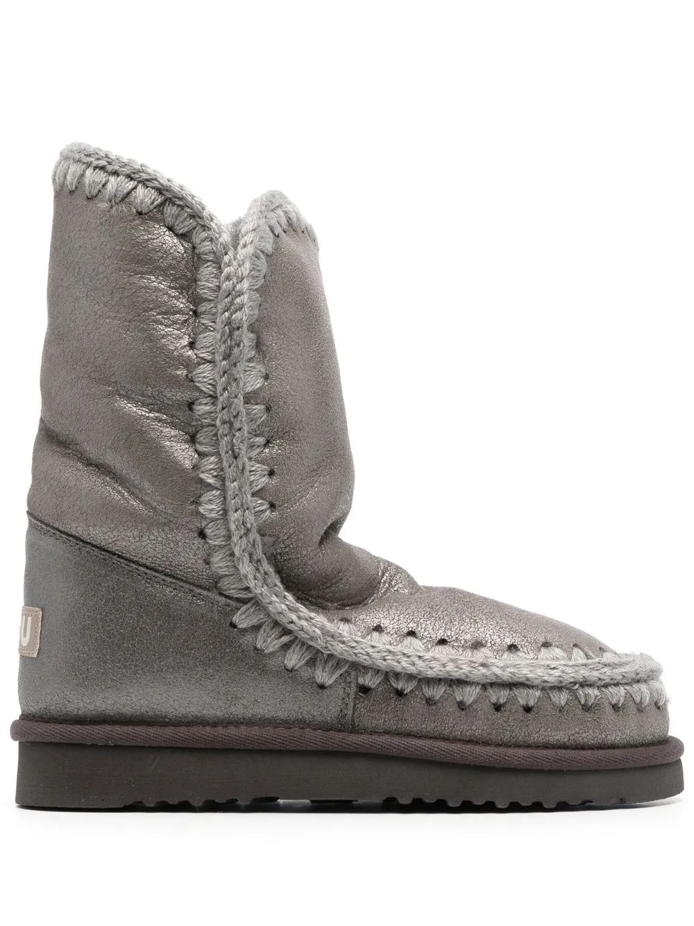 

Mou metallic-coated shearling-lined boots - Grey