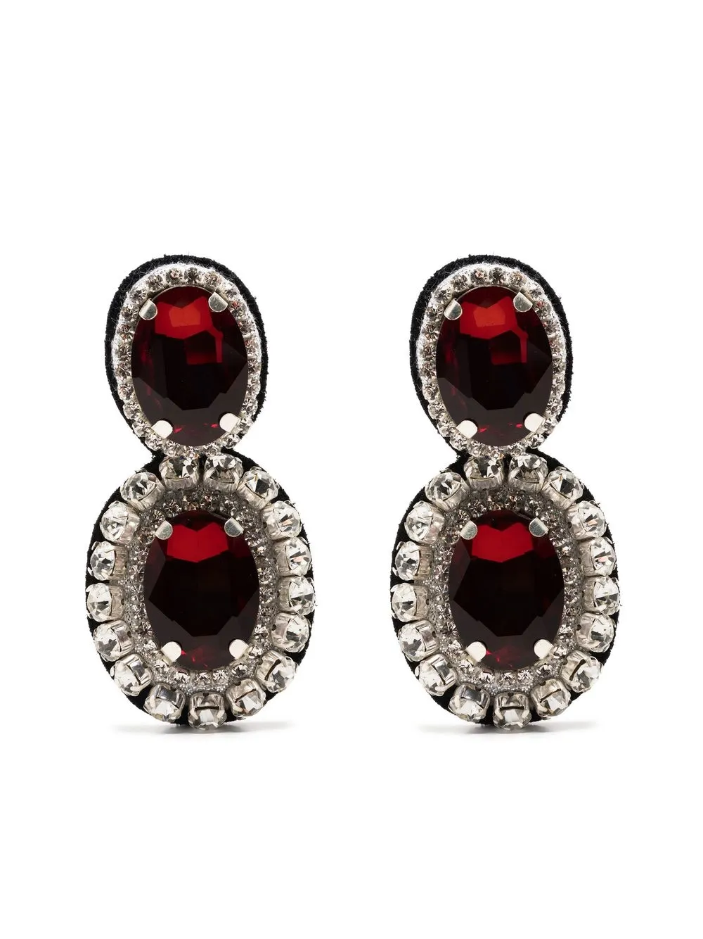 

David Koma chunky crystal-embellished earrings - Red