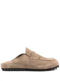 Officine Creative suede penny-slot slides - Brown
