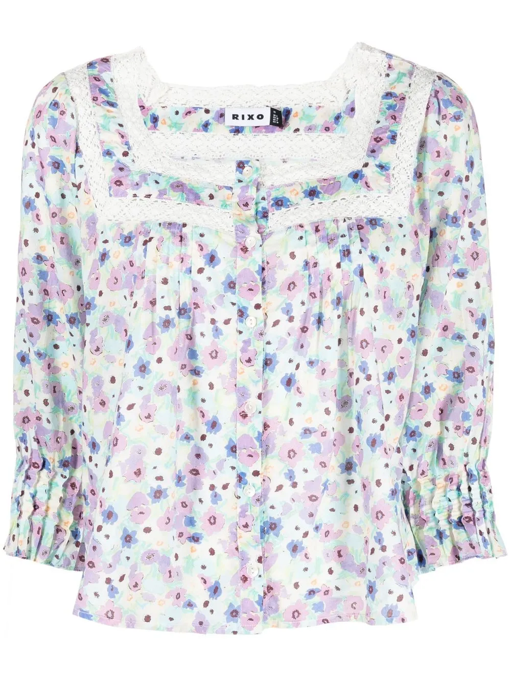 

Rixo floral print cotton blouse - Purple