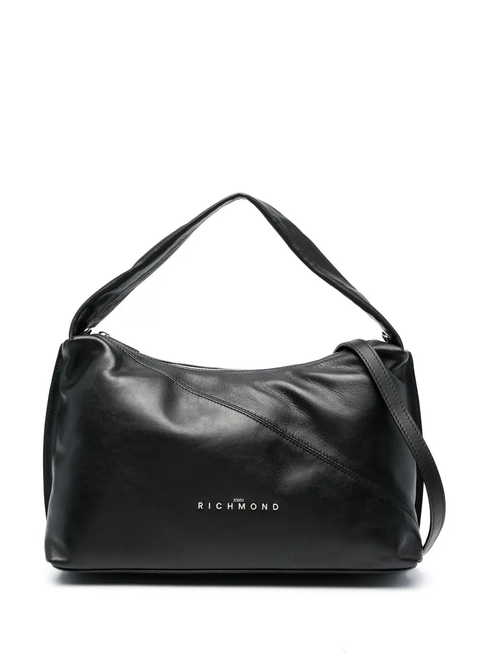 

John Richmond logo leather shoulder bag - Black