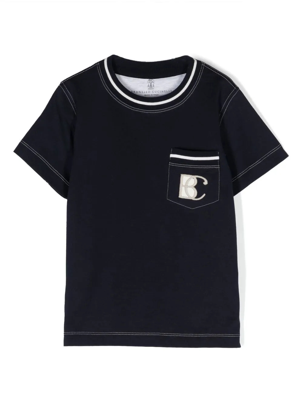 Brunello Cucinelli Kids' Logo-patch T-shirt In Blue