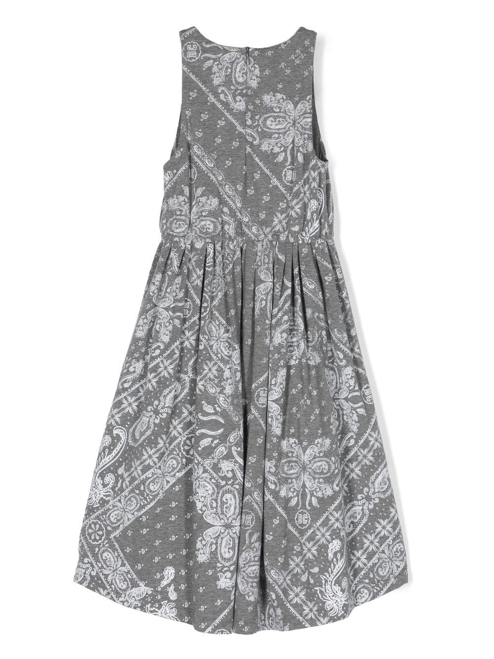 Shop Brunello Cucinelli Bandana-print Ruched Dress In Grey