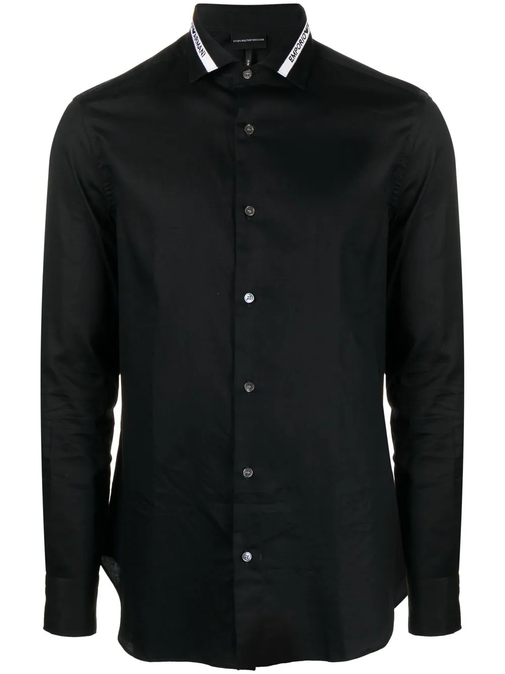 

Emporio Armani cotton logo-collar shirt - Black
