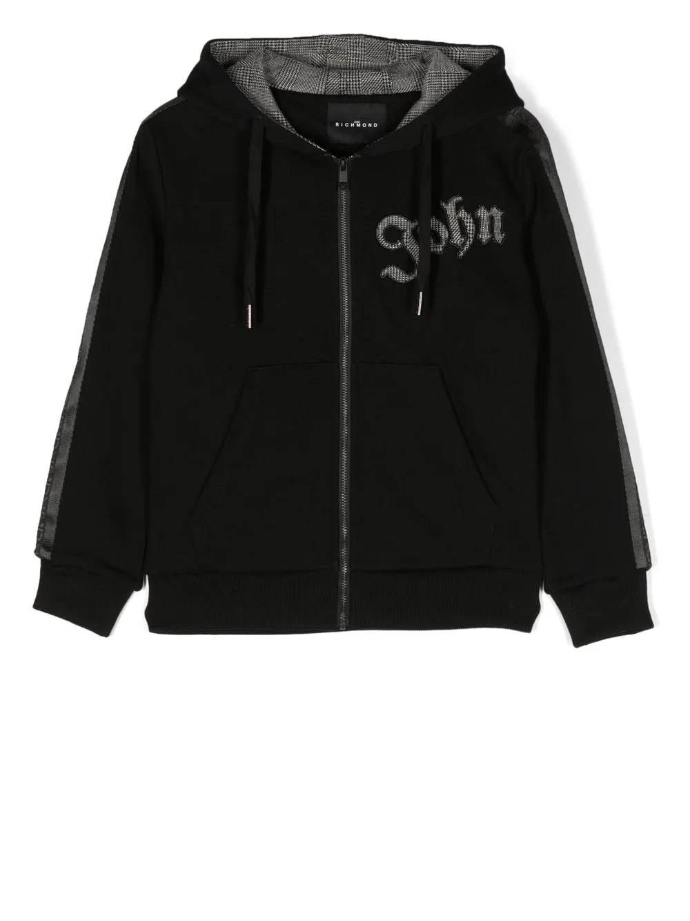 

John Richmond Junior logo-print zip-up hoodie - Black