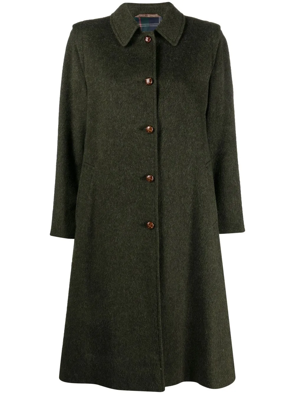 

A.N.G.E.L.O. Vintage Cult 1970s box pleat detailed midi coat - Green