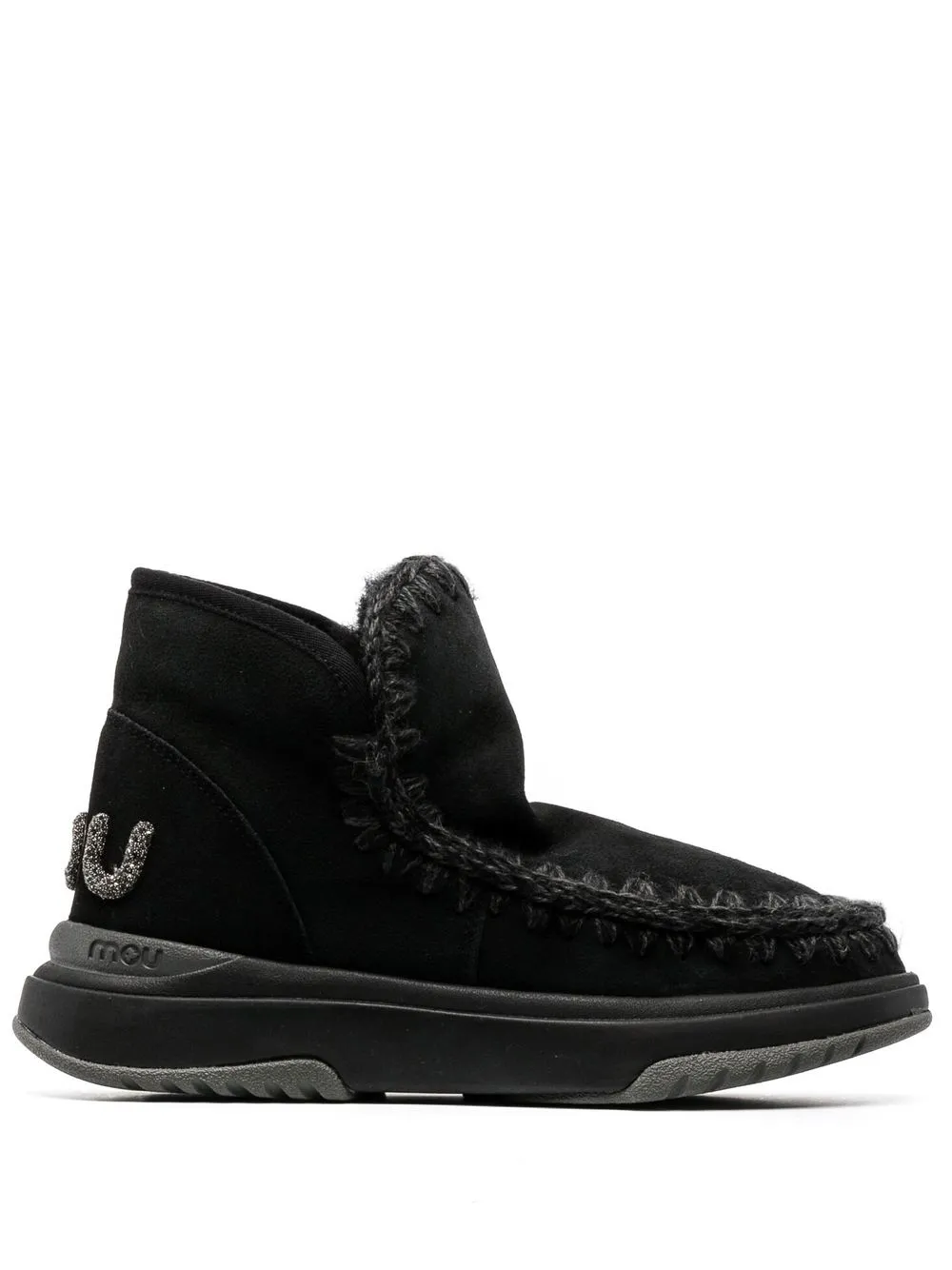 

Mou whipstitch-embellished shearling boots - Black