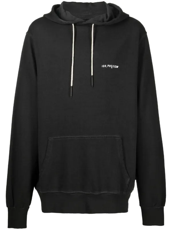 ISO.POETISM logo print Pullover Hoodie Black FARFETCH