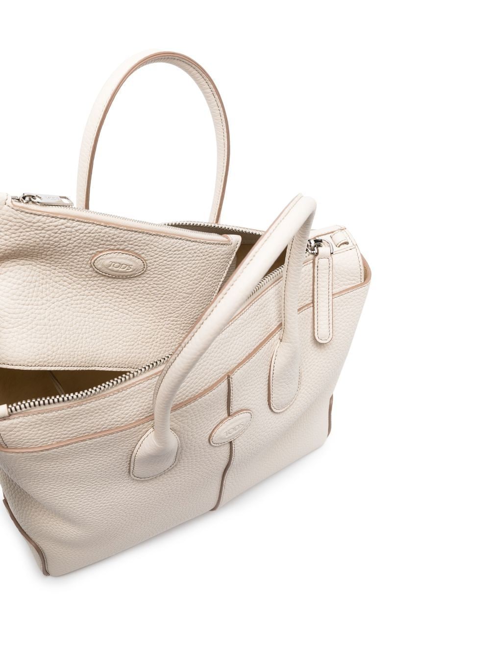 Shop Tod's Pebbled Texture Tote Bag In Weiss