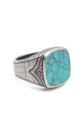 Nialaya Jewelry Genuine Turquoise Signet ring - Silver