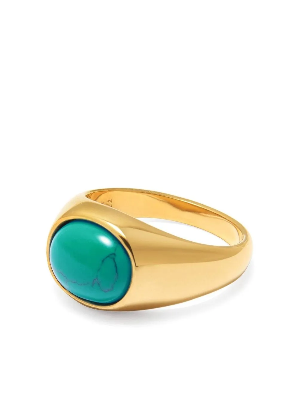 Nialaya Jewelry Turquoise Oval Signet Ring In Gold