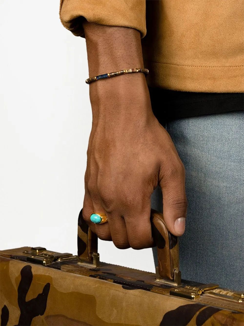 Nialaya Jewelry Zegelring met turkoois - Goud