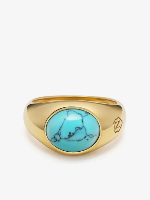 Nialaya Jewelry turquoise oval signet ring
