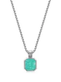 Nialaya Jewelry square turquoise pendant chain necklace - Silver