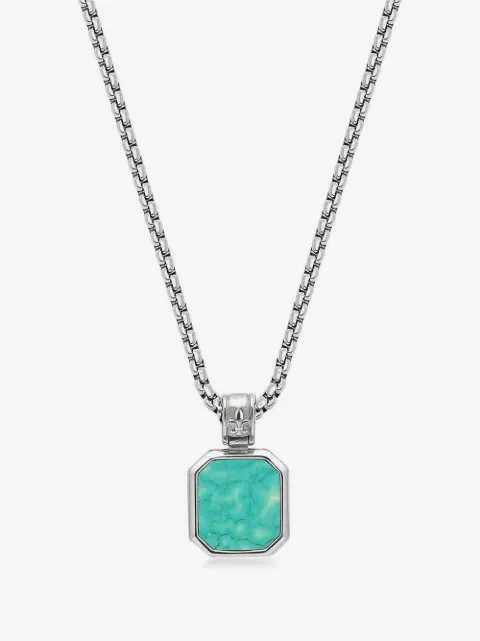 Nialaya Jewelry square turquoise pendant chain necklace