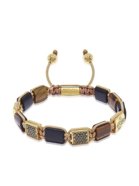 Nialaya Jewelry bracelet de perles à breloque gravée
