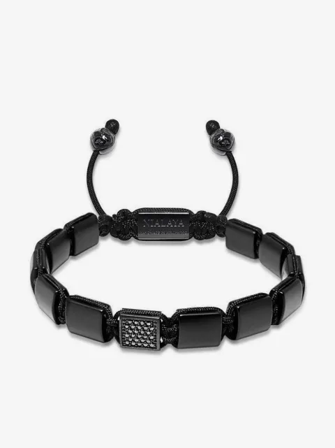 Nialaya Jewelry engraved-charm beaded bracelet