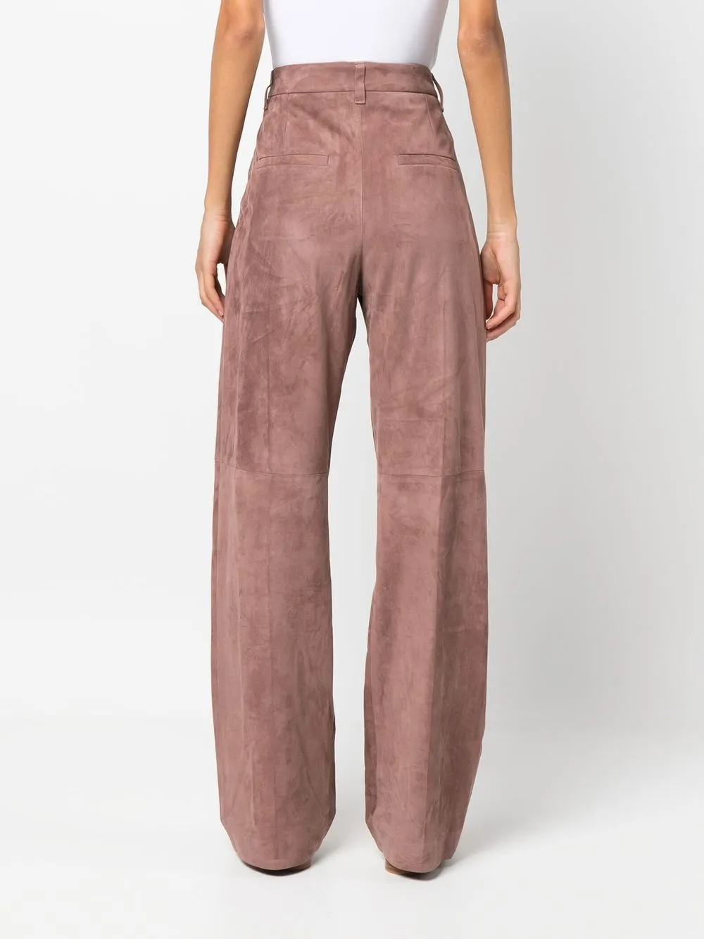 Brunello Cucinelli Loose Leather Trousers In Pink