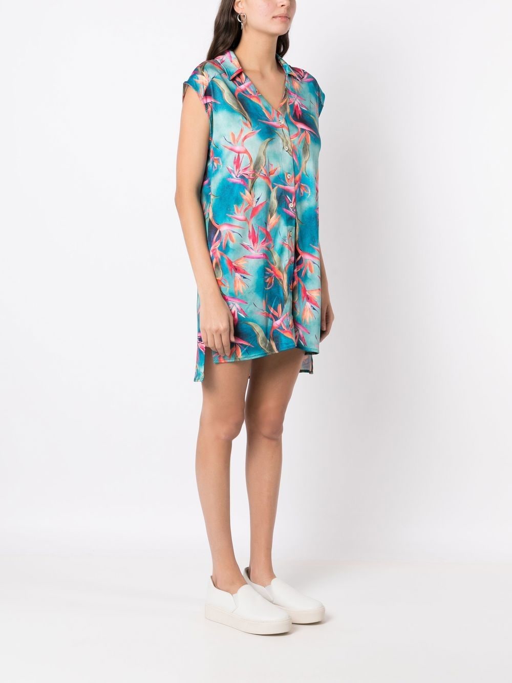 Shop Lygia & Nanny Jamile-printed V-neck Dress In Blue