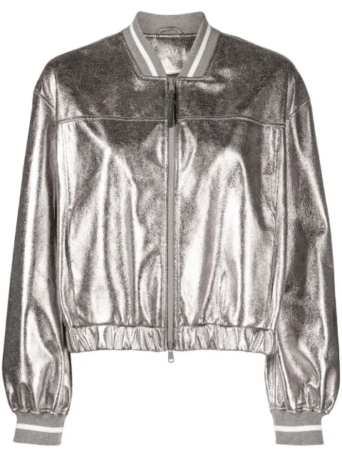 Brunello Cucinelli chamarra bomber metalizada