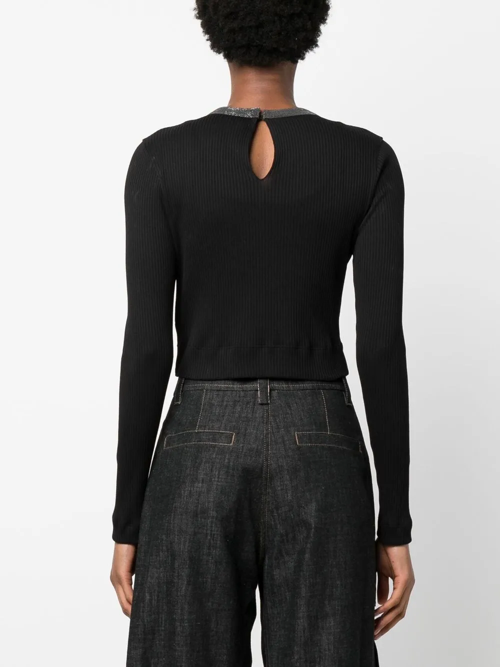 Brunello Cucinelli Bead-detail Long-sleeve T-shirt In Black